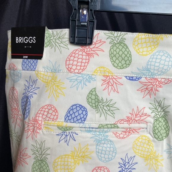 Briggs short multi colored pineapple print white short casual size 20W - Picture 14 of 17